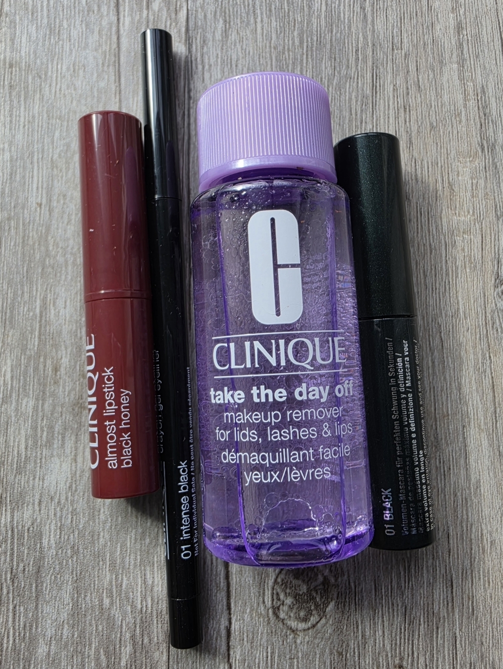 Clinique Black Honey Lipstick + Mascara + Black Gel Eyeliner + Makeup Remover